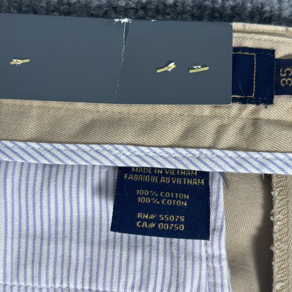 Bobby Jones Players Pants Mens 35x33 Camel Khaki Cotton‎ Chino Golf Flat Front - Picture 8 of 14